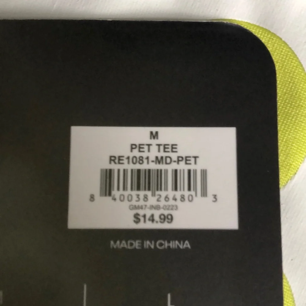 NWT neon Reebok dog tee t-shirt M